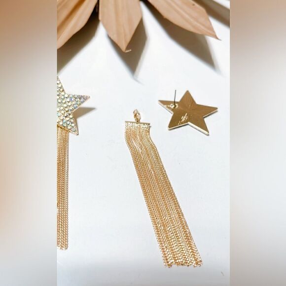 Gold star tassel drop earrings #273 - Picture 4 of 5